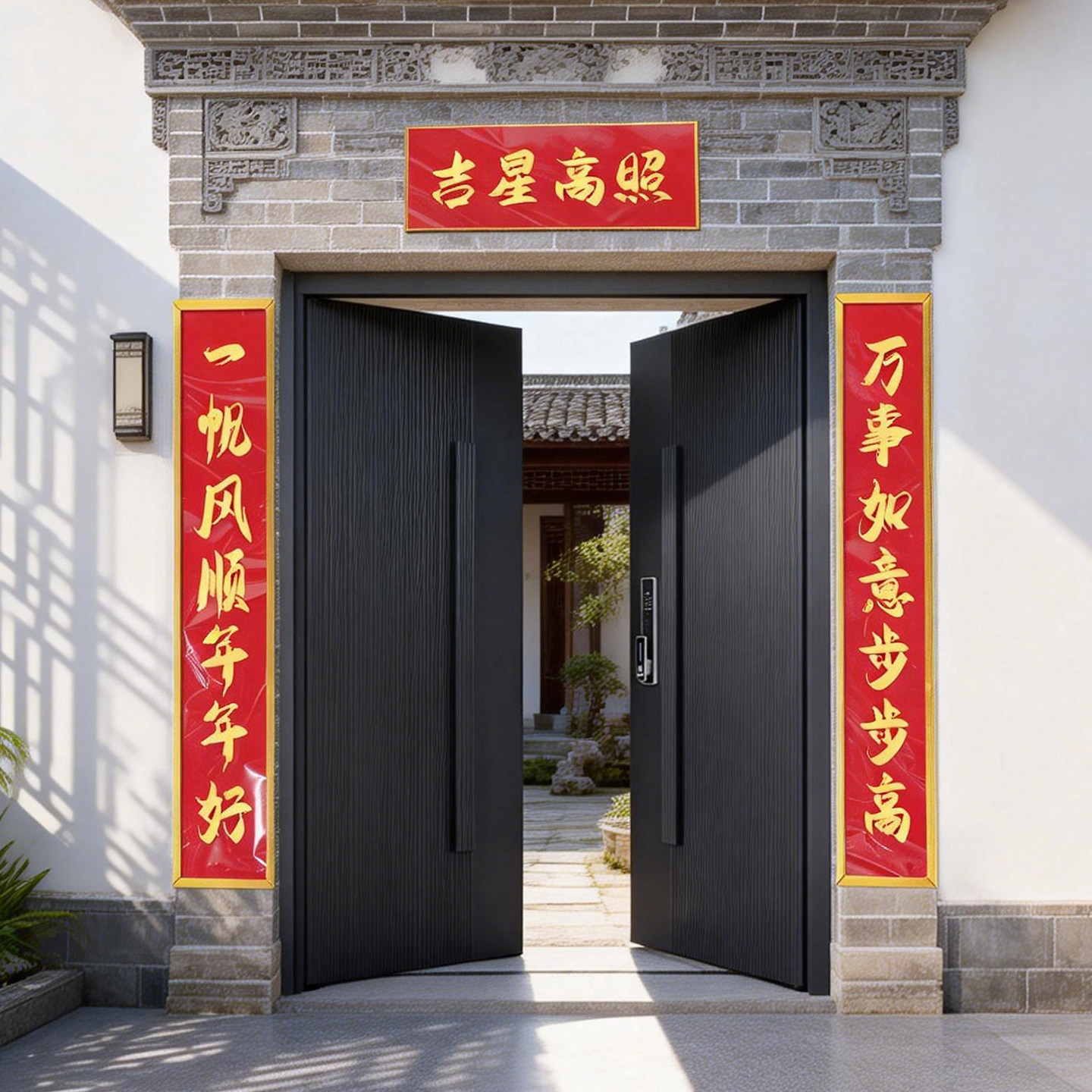 对联框农村大门对联框架铝合定制图片