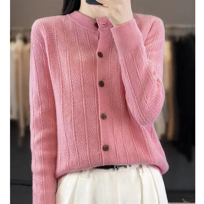 超软糯 针织开衫女圆领宽松外穿上衣毛衫女式毛衣小外套