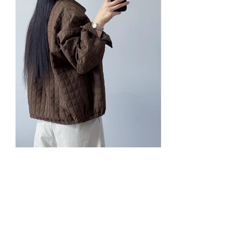 2025冬季新品韩版时尚宽松大码格纹百搭加棉保暖翻领棉衣棉服外套