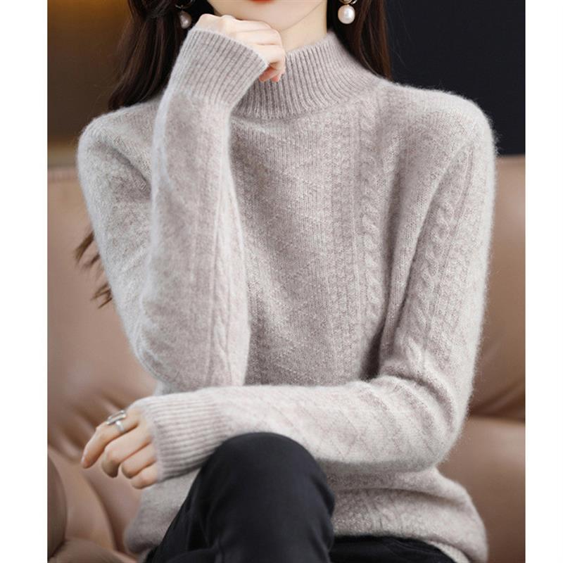 女士秋冬半高领加厚毛衣内搭打底衫针织衫加厚新款
