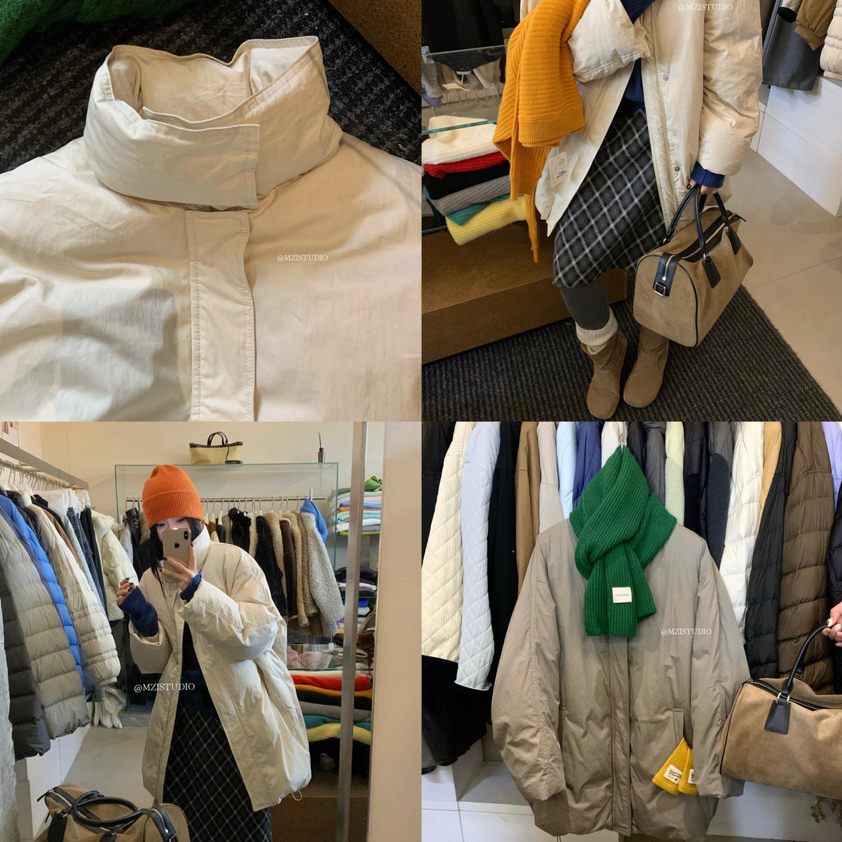 MZI STUDIO-泡芙感中长款立领简约蓄热中长款保暖羽绒服外套17273
