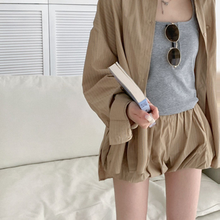 made 不含内搭 舒适休闲短裤 两件套套装 z5091 显瘦百搭衬衫 Hand