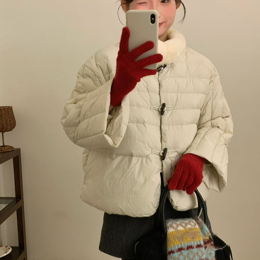 买手严选-泡菜馆-尚百搭毛领牛角扣宽松保暖羽绒服外套YS1-88101