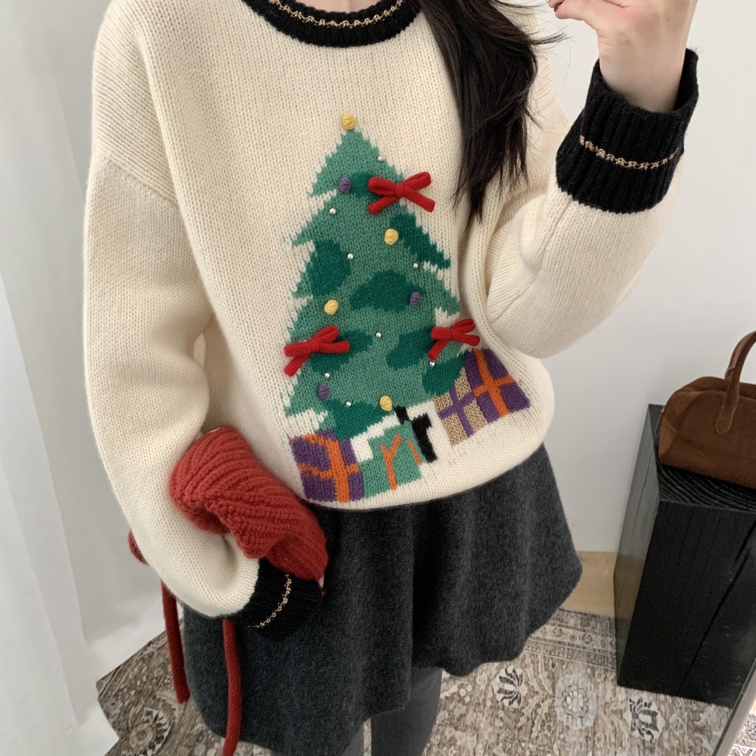 LO-感温柔减龄显瘦保暖全毛圆领套衫保暖毛衣（含100绵羊毛）6018