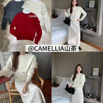 CAMELLIA山茶-设计感假两件百搭保暖毛衣（含48.7绵羊毛）775