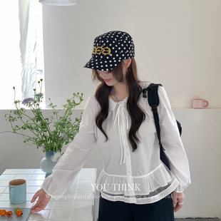 娃娃领减龄蕾丝拼接百搭小衫 上新韩标ins风时尚 YT2672 Think You