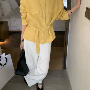 薯条家 配腰带 简约设计感立领修身 系带短外套 E603R29272 短款