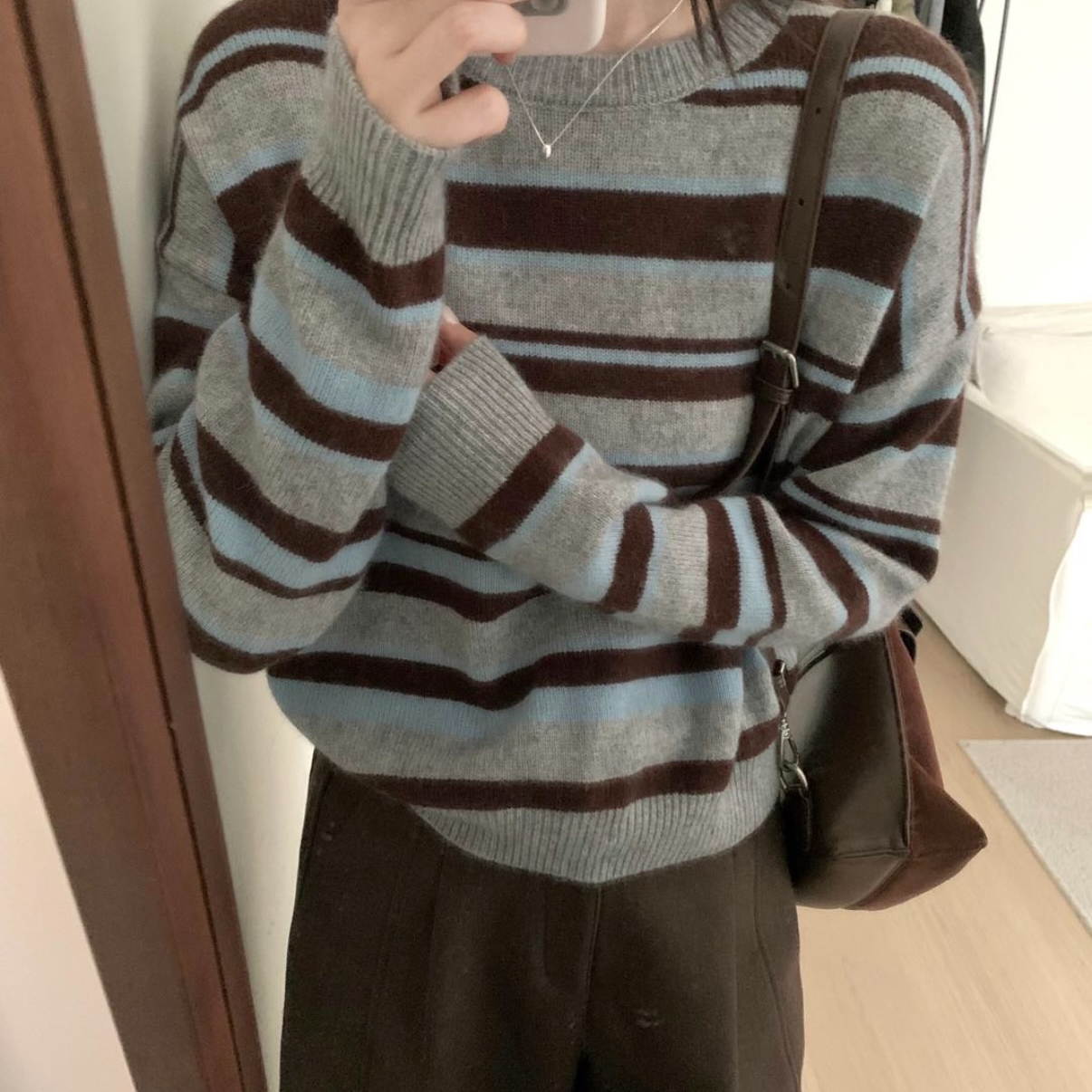 MORROW-韩系休闲运动条纹跳色套头保暖毛衣（含20.7绵羊毛）WZ680