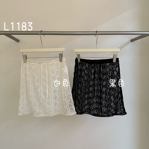 ANYMORE-秋上新蕾丝刺绣叠穿外搭屁帘半身裙(不含安全裤)L1183