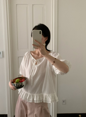 ENJOYABLE-26年夏上新可一字肩重工小清新温柔小衫EN65074