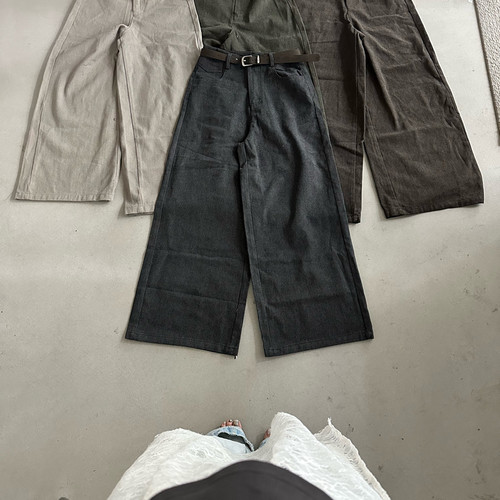Hand made-秋上新韩系直筒阔腿休闲裤(配腰带)r26218