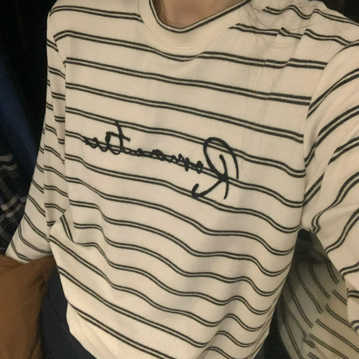 KITTIN-简主义韩标WithYou|韩系简约云朵绒字母绣花长袖T恤W3593