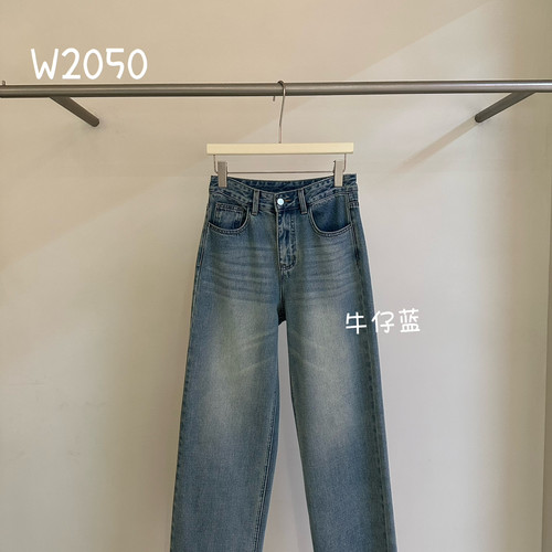 ANYMORE-秋上新复古水洗蓝直筒牛仔裤W2050
