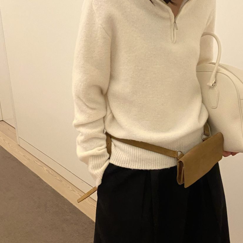 HAVEN-冬上新半拉链简约韩版显瘦保暖毛衣5091