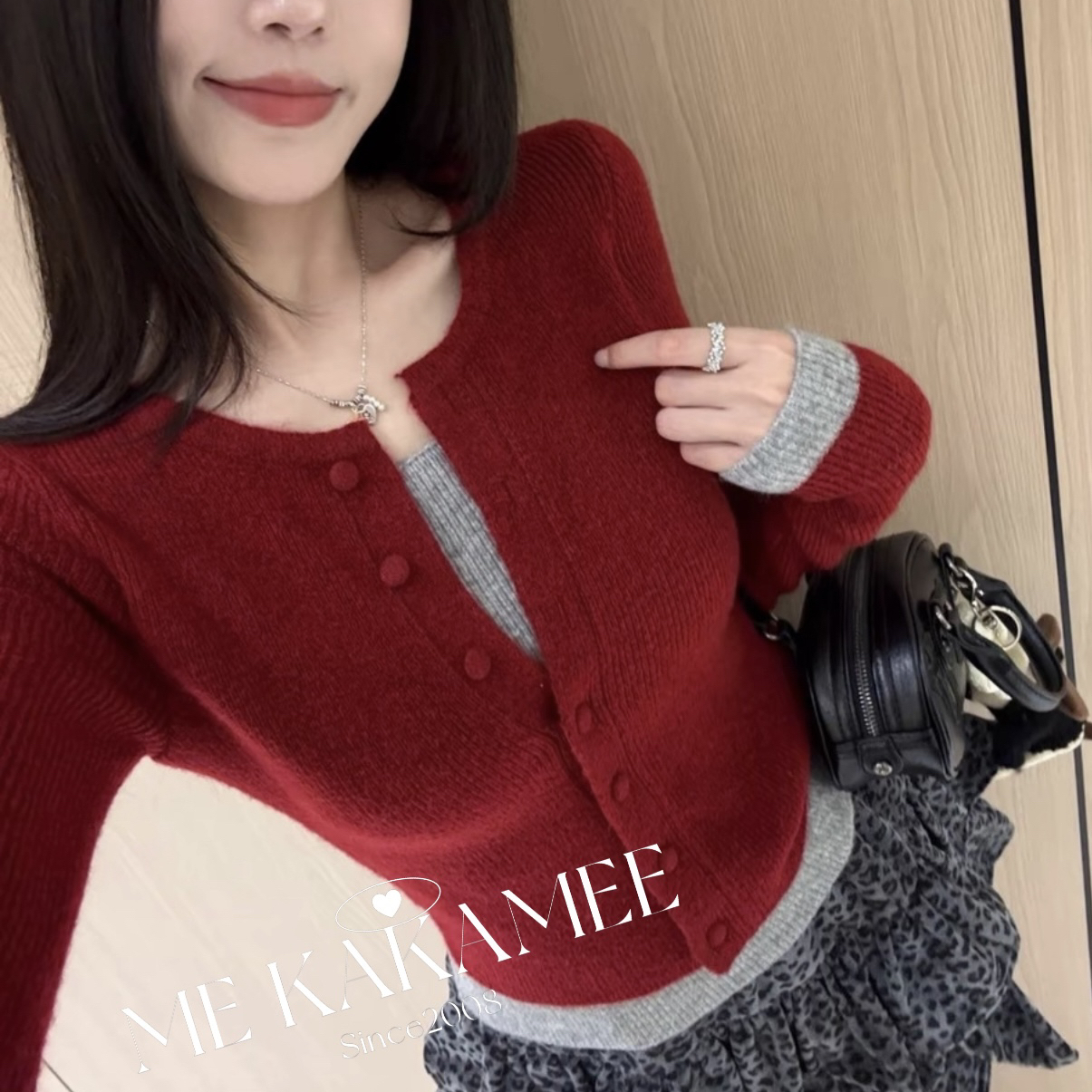 ME KAKAMEE-约净版撞色假两件设计打底外穿百搭显瘦保暖毛衣A3211