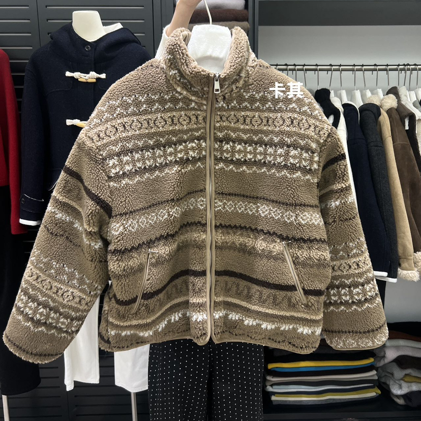 FEIDING1-冬上新复古风图案立领拉链短外套YS4-6821