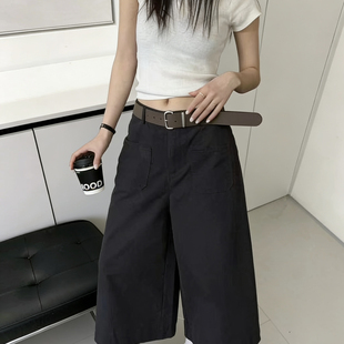 89B7216 配腰带 NOVA 26夏上新棉麻阔腿显瘦七分大口袋休闲裤