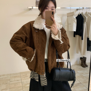 THANKQ-经典设计感时尚加绒百搭短外套25791