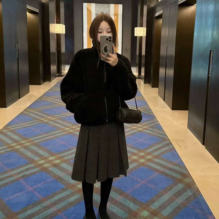 oker.-网红博主章壳儿档口学院风高腰百褶裙压褶设计半身裙A552