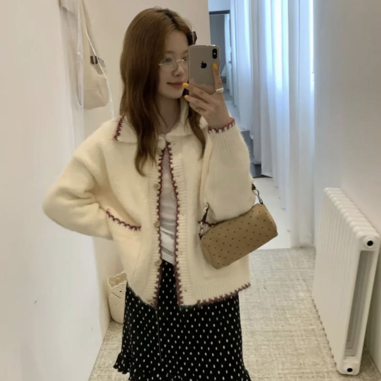 DC+-冬上新韩国东大门加厚开衫撞色轨迹保暖毛衣9722