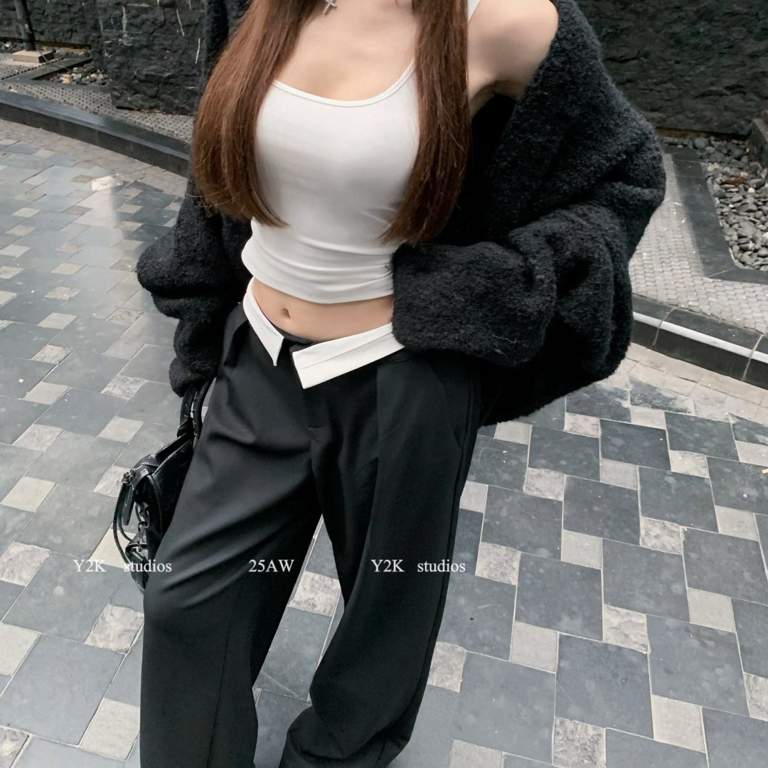 Y2K-复古慵懒松弛加厚蝙蝠袖毛衣针织开衫Z2721