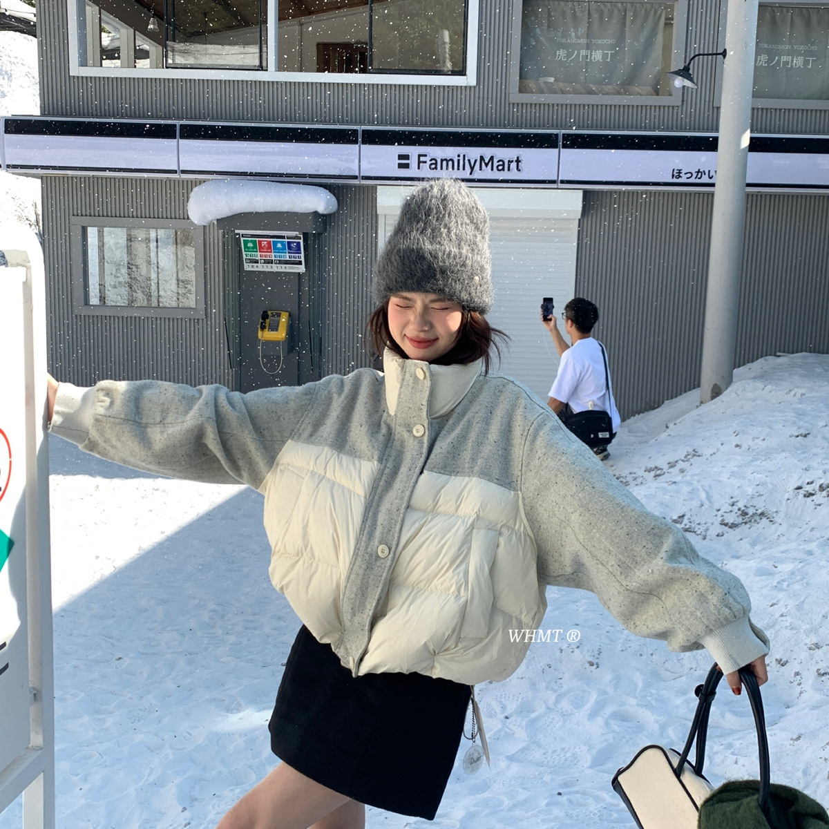 RS.WHMT-系复古时髦立领拼接羊毛呢加厚面包保暖羽绒服外套Q2022