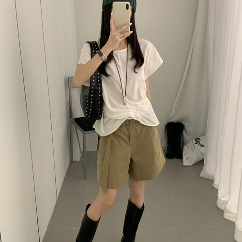 SEVEN-上新韩标韩系甜美淑女后绑带设计显瘦小衫(不含项链)61008