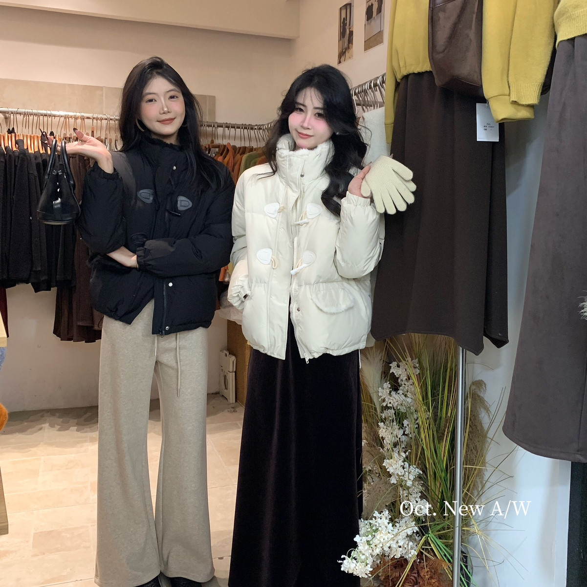 OCT/U.NI-冬上新牛角扣毛毛边休闲保暖棉服外套YS1-2389