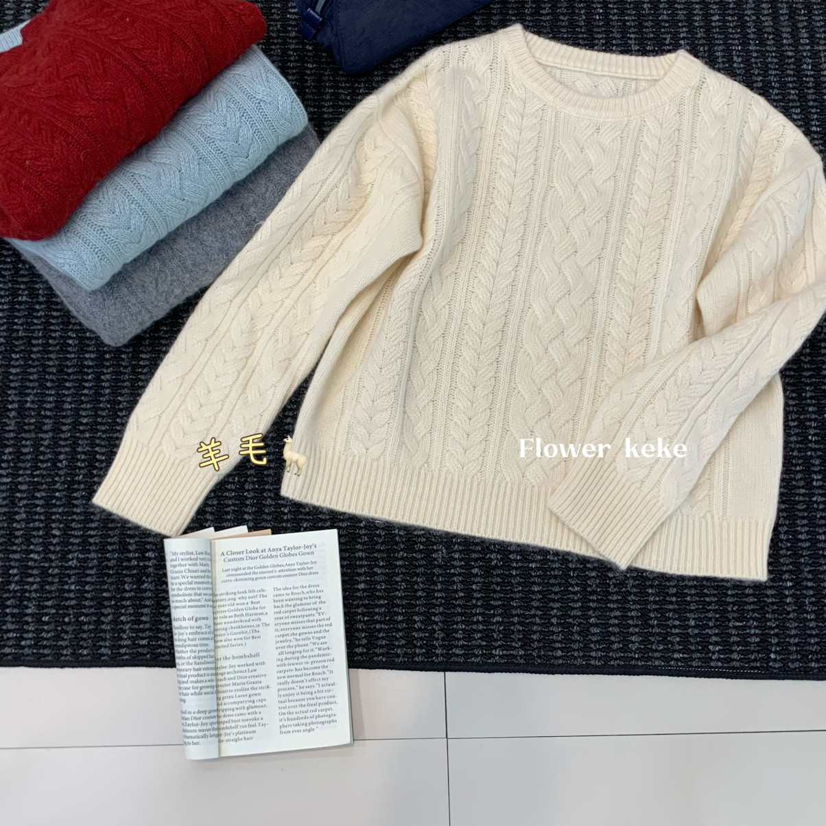 lower keke-圆领套头保暖毛衣（含29.3绵羊毛）(17.7浣熊)PJfmn97