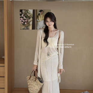 内搭背心 601 气质款 抽绳半身裙三件套套装 针织开衫 JI.MANSION