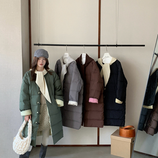 艾薇儿-系宽松休闲百搭保暖羽绒服外套(配可拆卸针织帽围巾)26133