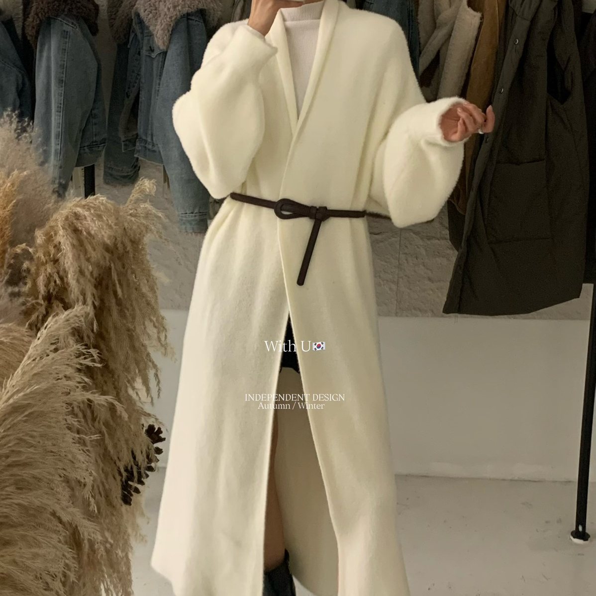 With U-密实水貂毛温婉简约水貂软糯糯开衫针织开衫063