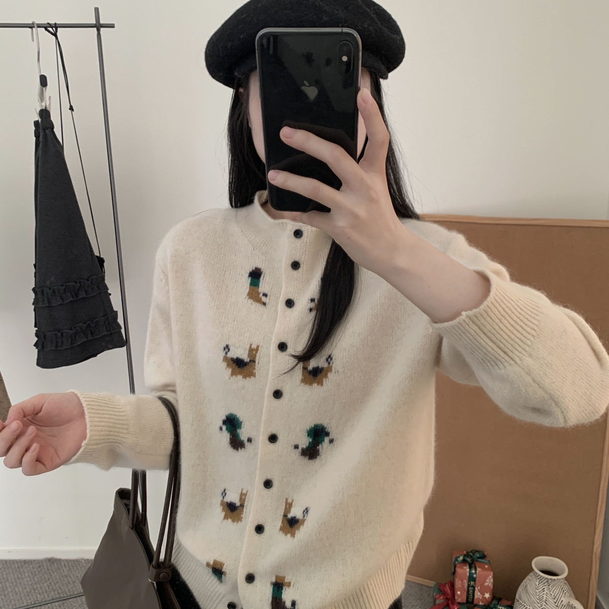 UUTIS牧缇-动物半高领阿拉善骆驼针织开衫（含50.6绵羊毛）SFR051