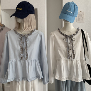 6821 格子系带木耳边女小衫 KEKEZOON 26年春款