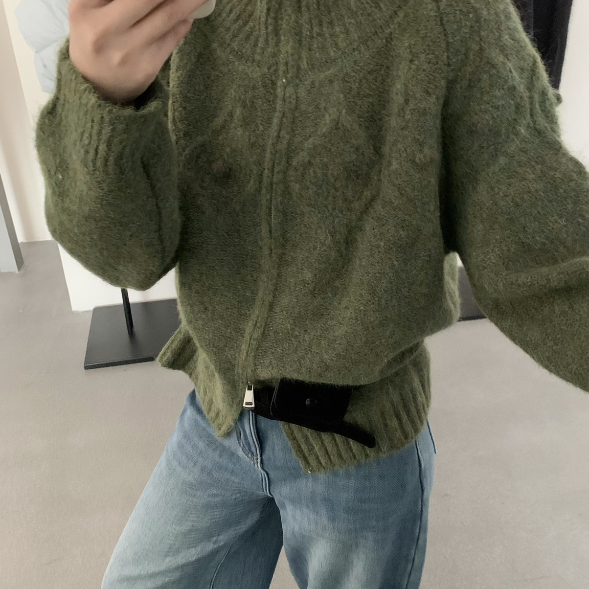 ZEPE/AT SEASON-围感拉链毛衣开衫温柔立领菱格开衫保暖毛衣35362