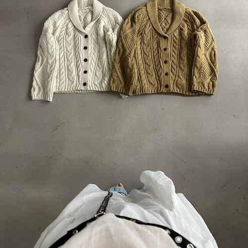 Hand made-冬上新韩系慵懒风翻领宽松保暖毛衣r26237