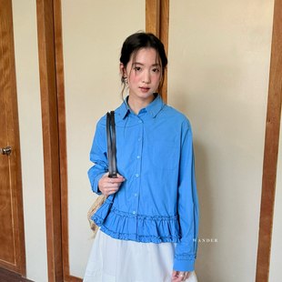 WANDER-26年早春双层木耳边衬衫36006