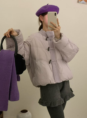 买手严选-泡菜馆-冬上新简约牛角扣宽松时尚保暖羽绒服外套88608