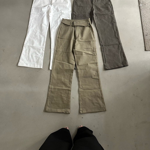 Hand made-秋上新高腰显瘦筒喇休闲裤(不可拆腰带)r26217