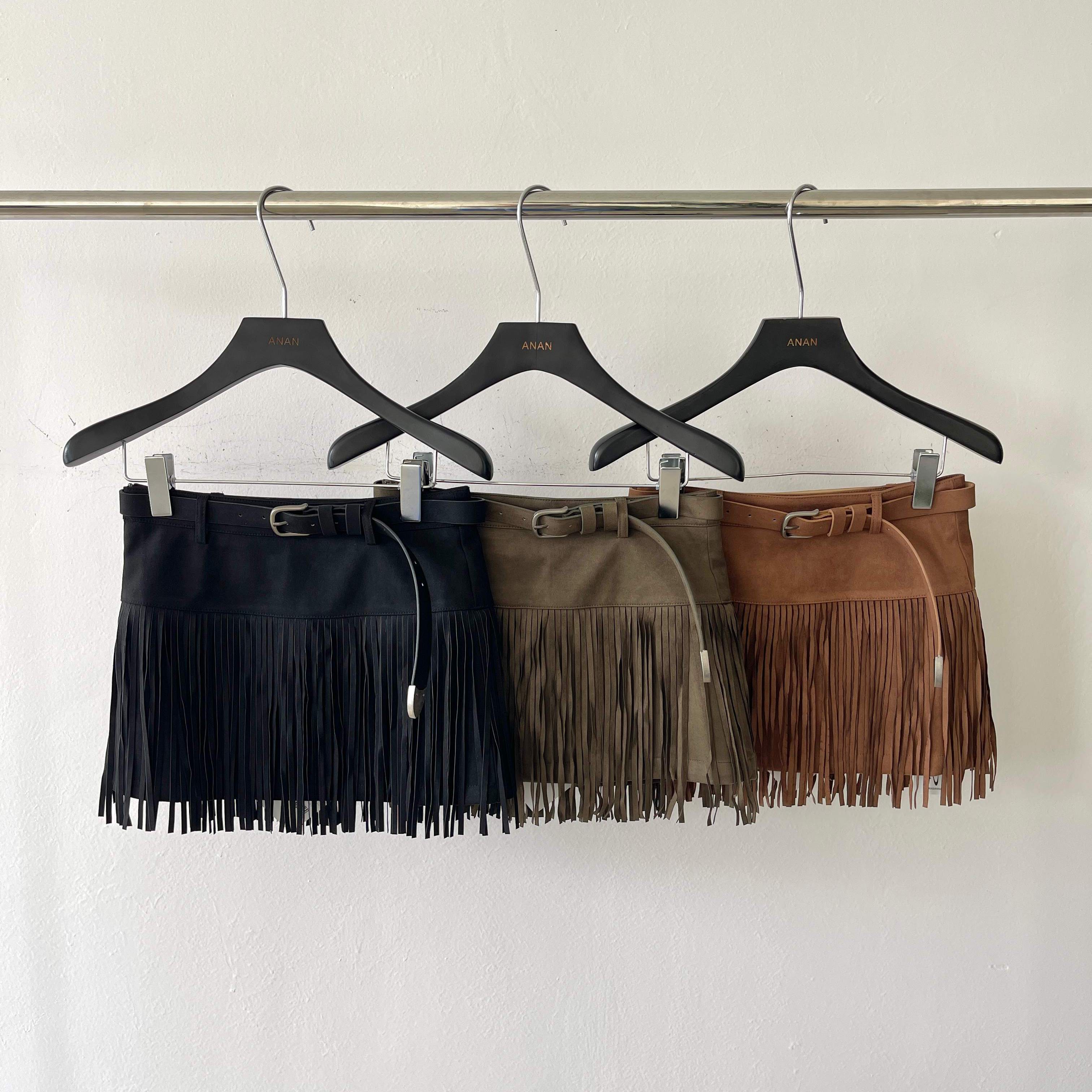 ANAN&ANNA-鹿皮绒短裙高腰性感A字裙包臀裙半身裙(配腰带)95685.