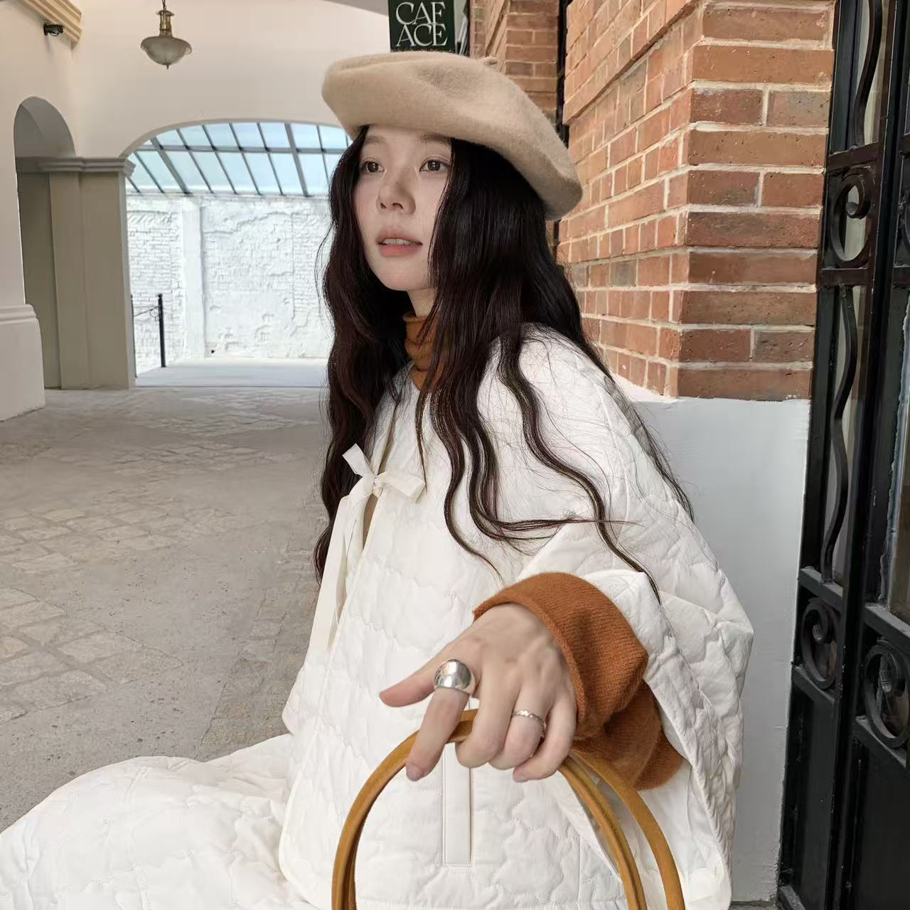 AM  -加厚斗篷式棉服外套气质甜美风精品店必入短外套5853