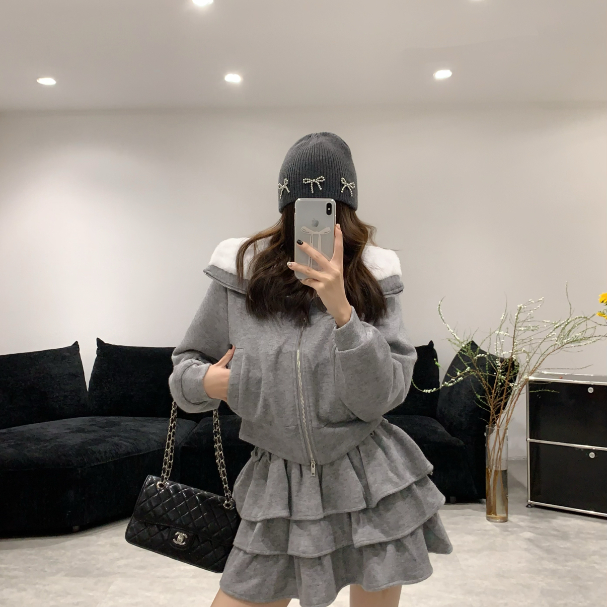 VANESSA-俏皮夹棉翻领短外套+层层蛋糕半身裙套装257135