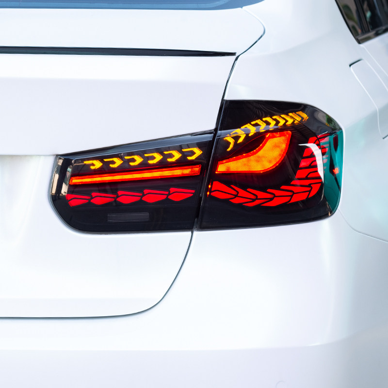 适用于13-18宝马3系三系尾灯总成F30F35改装LED龙鳞行车流水转向
