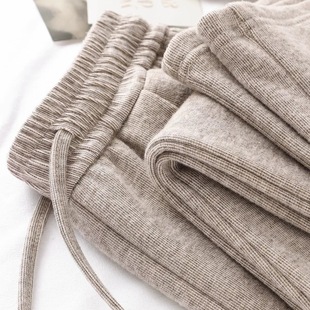 糯叽叽太好穿了~燕麦灰高腰显瘦直筒糯米裤女竖纹垂感休闲阔腿裤