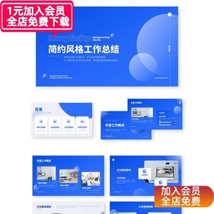 年终总结ppt模板蓝色高级感简约商务克莱因蓝个人工作汇报述职