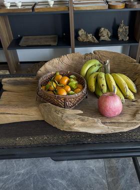 莫山堂老物件摆件风化木果盘磨槽