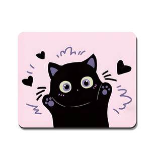 卡通黑猫鼠标垫键盘手托桌面垫小号护腕高颜值加厚电脑书桌垫定制