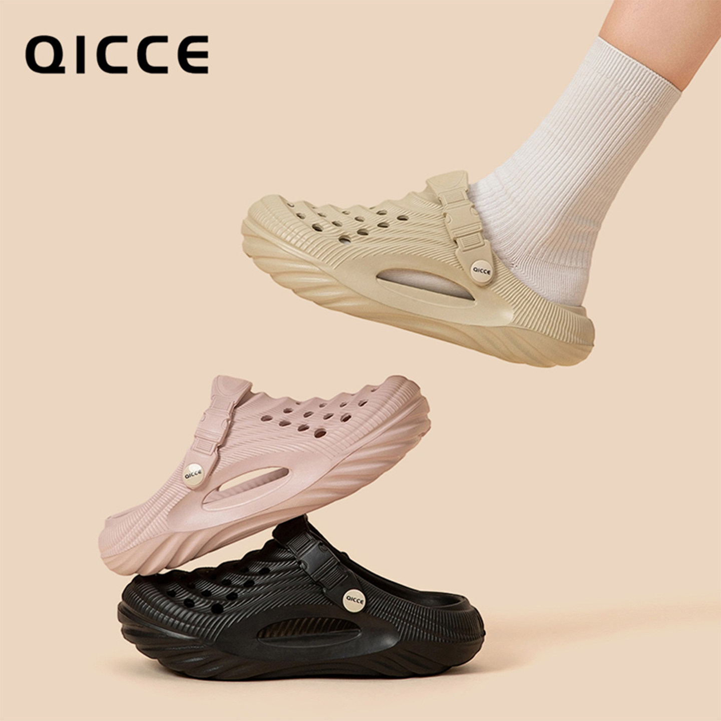 轻臣朔风运动洞洞鞋男女情侣款轻便EVA凉拖鞋夏季防滑沙滩半拖鞋