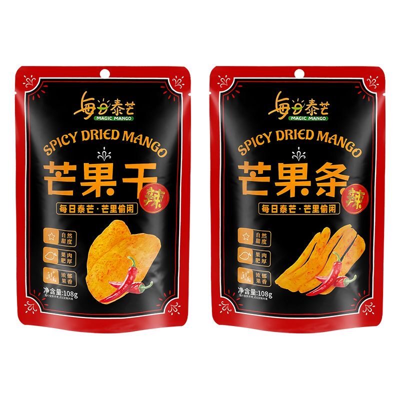 每日泰芒辣味芒果干108g自然甜度厚切蜜饯果脯网红零食临期清仓价