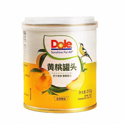 Dole都乐黄桃罐头312g精选应季鲜果送叉子开盖即食水果罐头零食